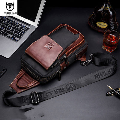 Men's First Layer Cowhide Fashion Casual One-shoulder Messenger Bag